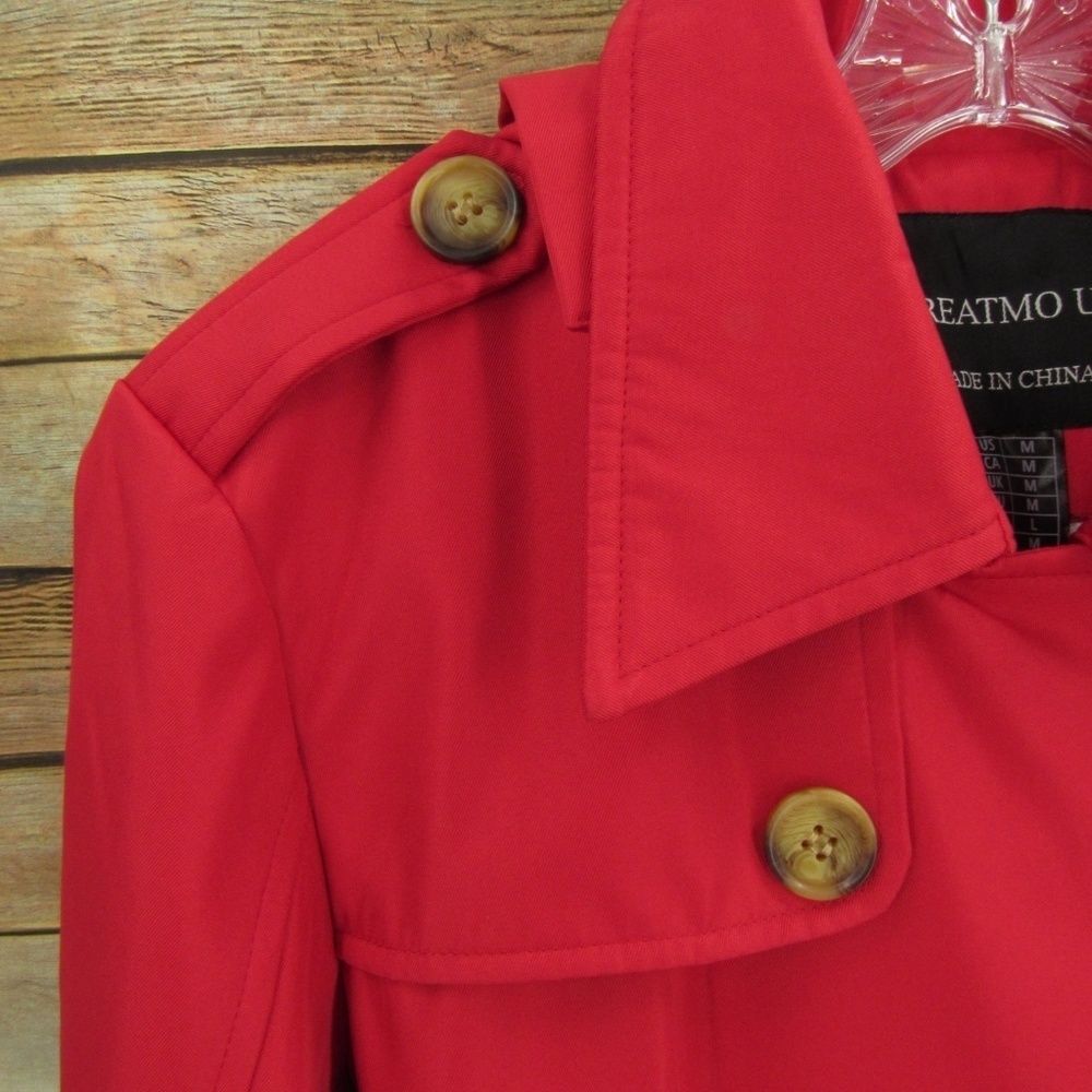 Creatmo Us Double Breasted Red Spring Coat M - image 4